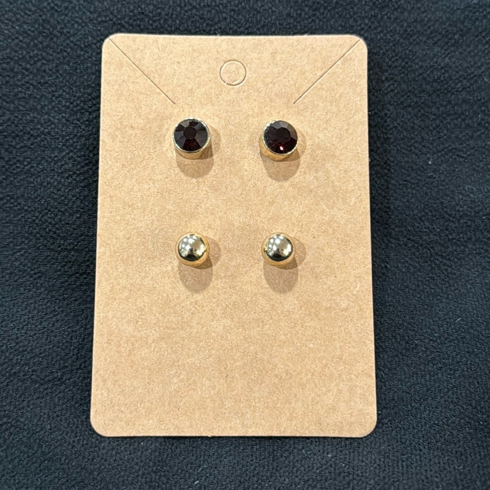 New Stud Glass Earrings Goldtone
